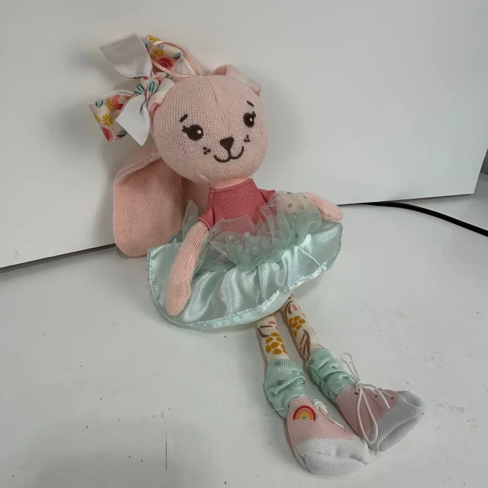 Sunny Days Entertainment Pink Knit Bunny Doll Mint Green Tutu Rainbow Shoes Plus